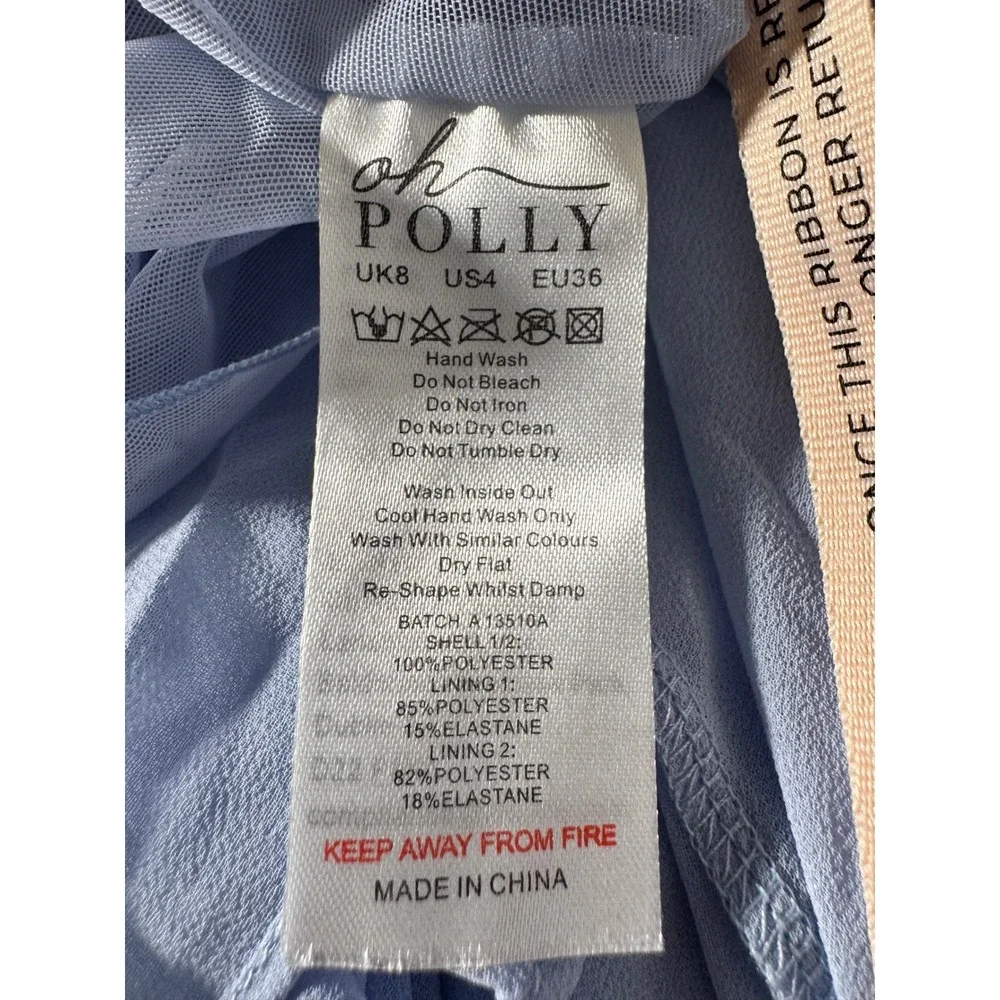 Oh Polly Blue Floral Embroidered Corset Maxi Dress Lace Up Back US 4 New - Picture 10 of 10